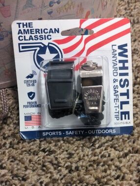 Black Whistle with Lanyard & Safe-T-Tip